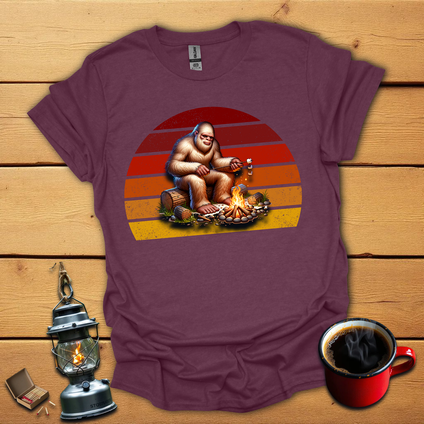 Bigfoot roasting marshmallows T-Shirt