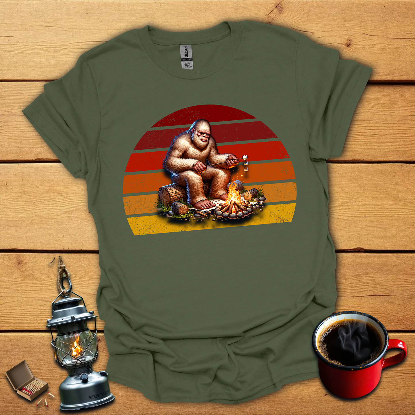 Bigfoot roasting marshmallows T-Shirt