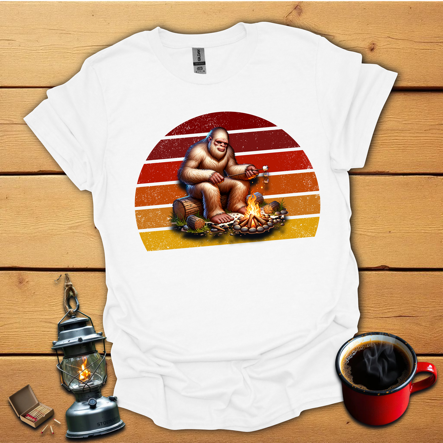 Bigfoot roasting marshmallows T-Shirt