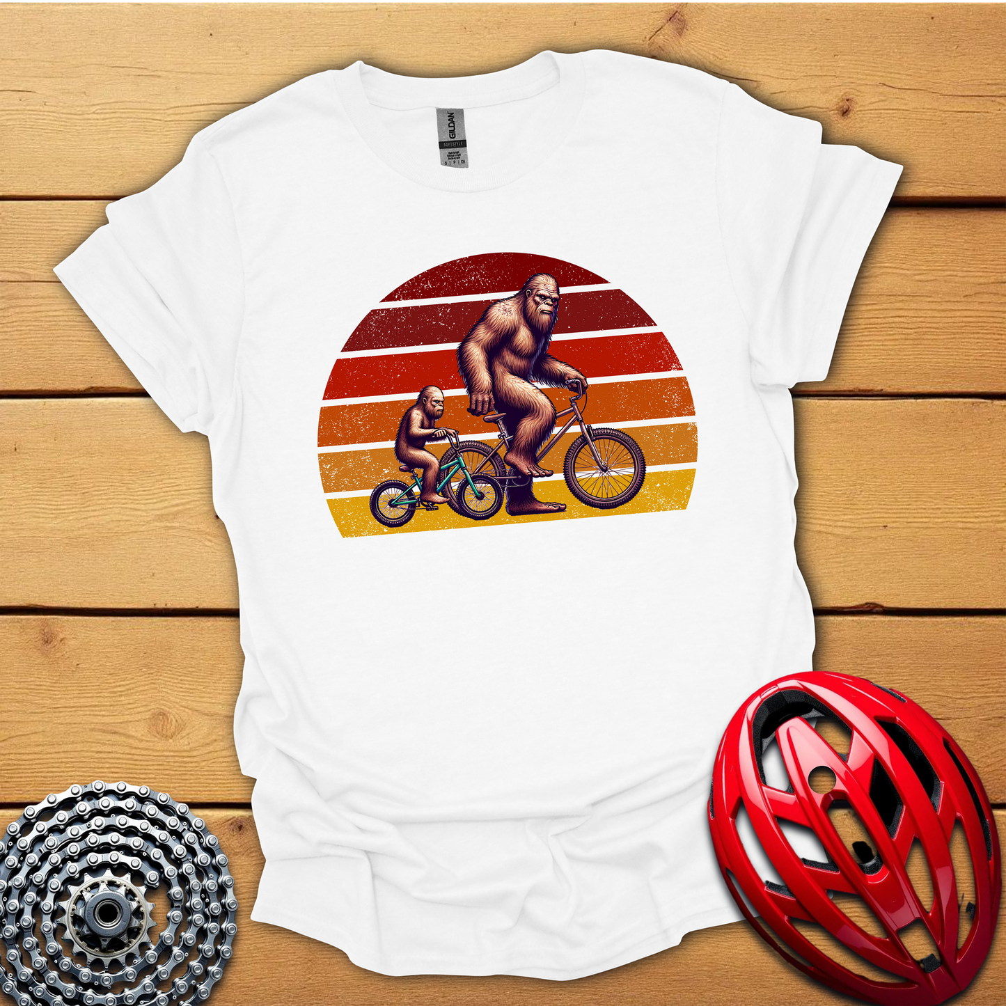 Bigfoot and son cycling Father's Day T-Shirt