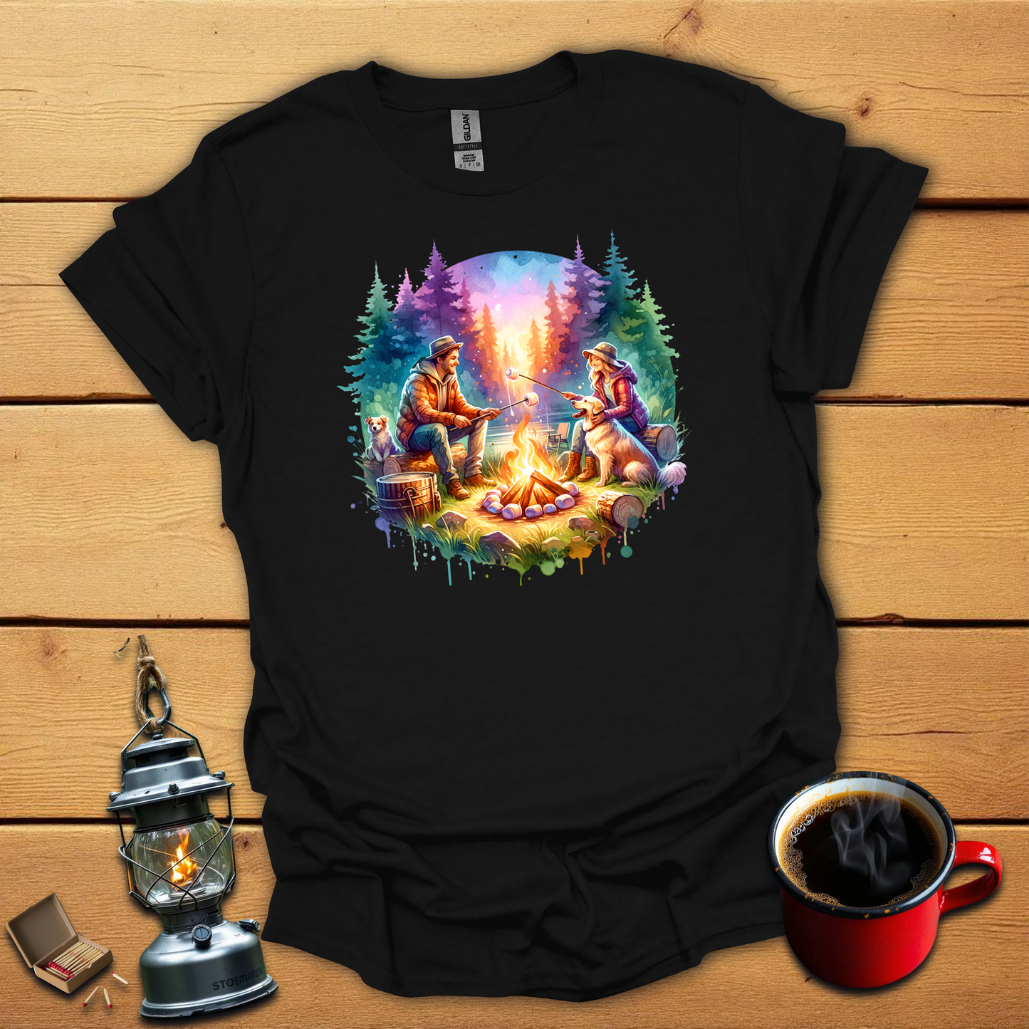 Camp fire with Dogs T-Shirt