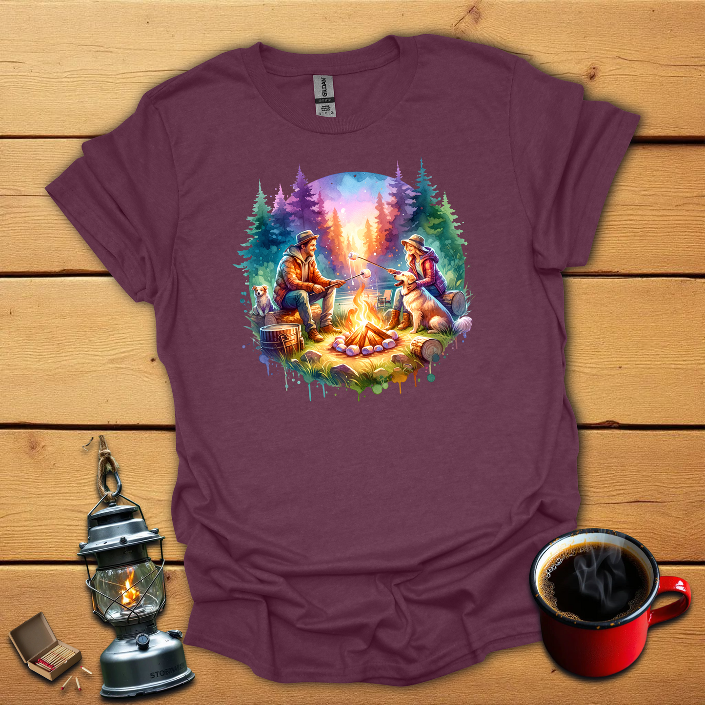 Camp fire with Dogs T-Shirt