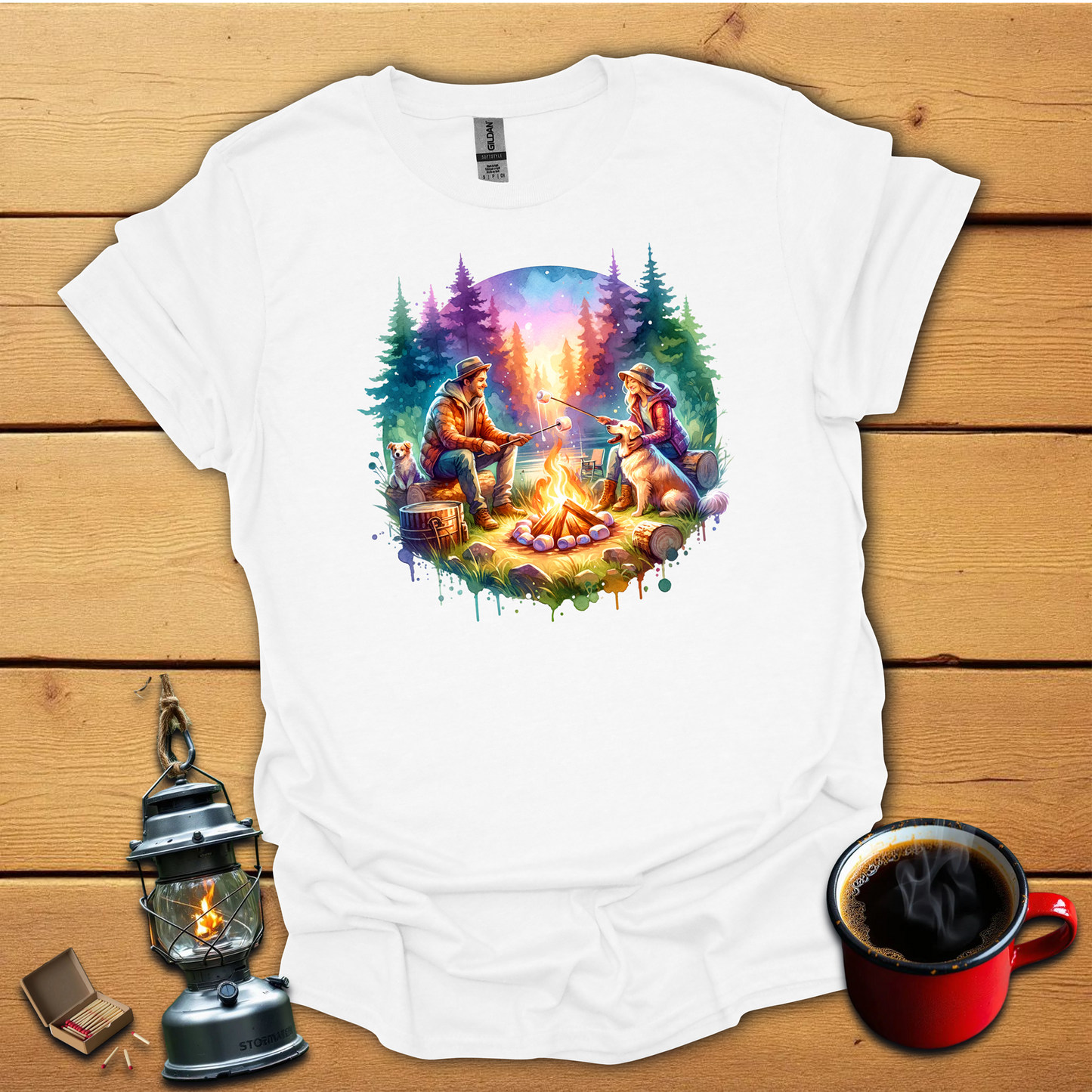 Camp fire with Dogs T-Shirt