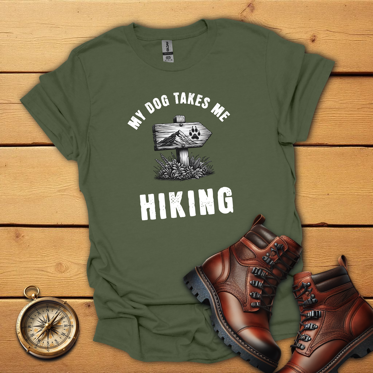 My dog takes me hiking T-Shirt
