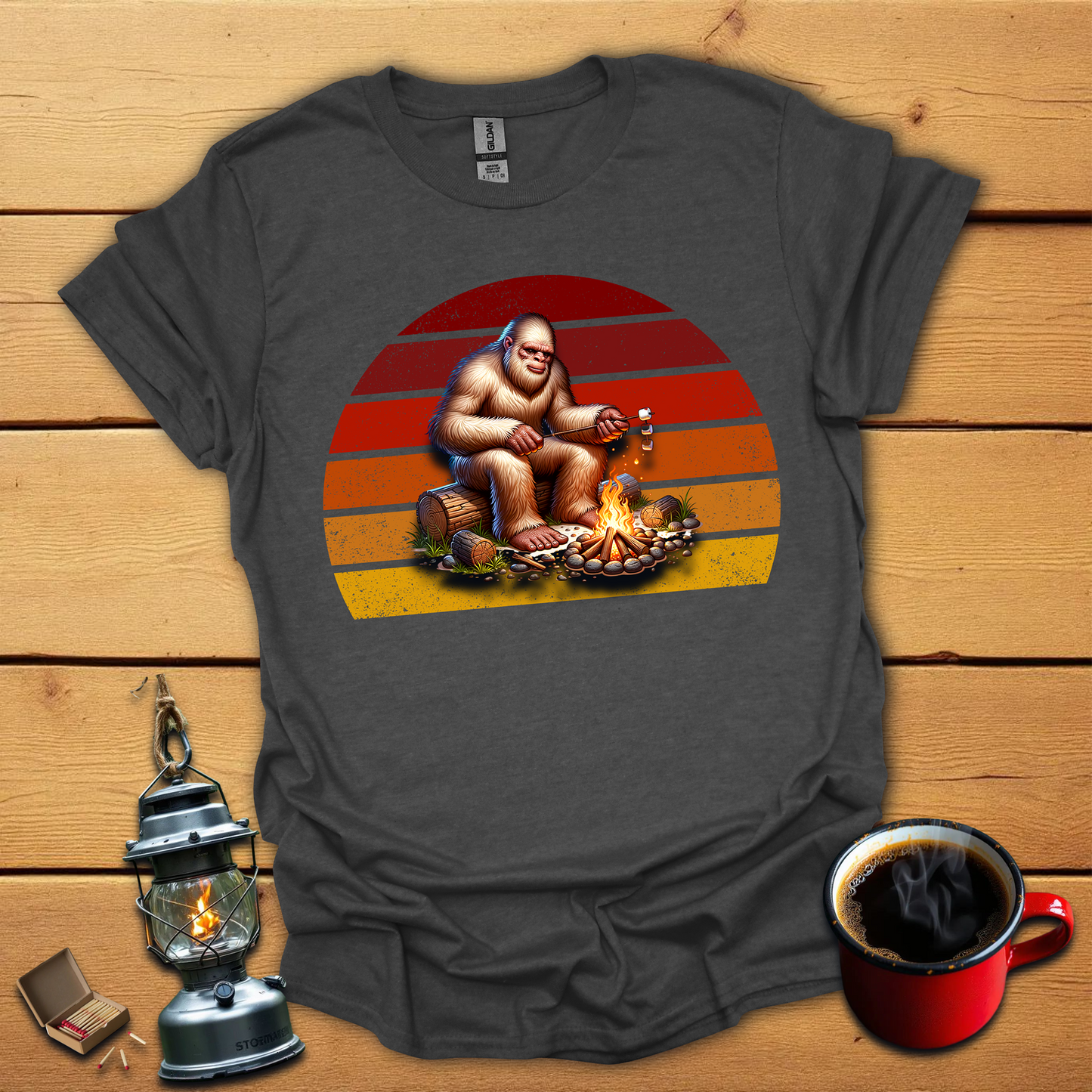 Bigfoot roasting marshmallows T-Shirt