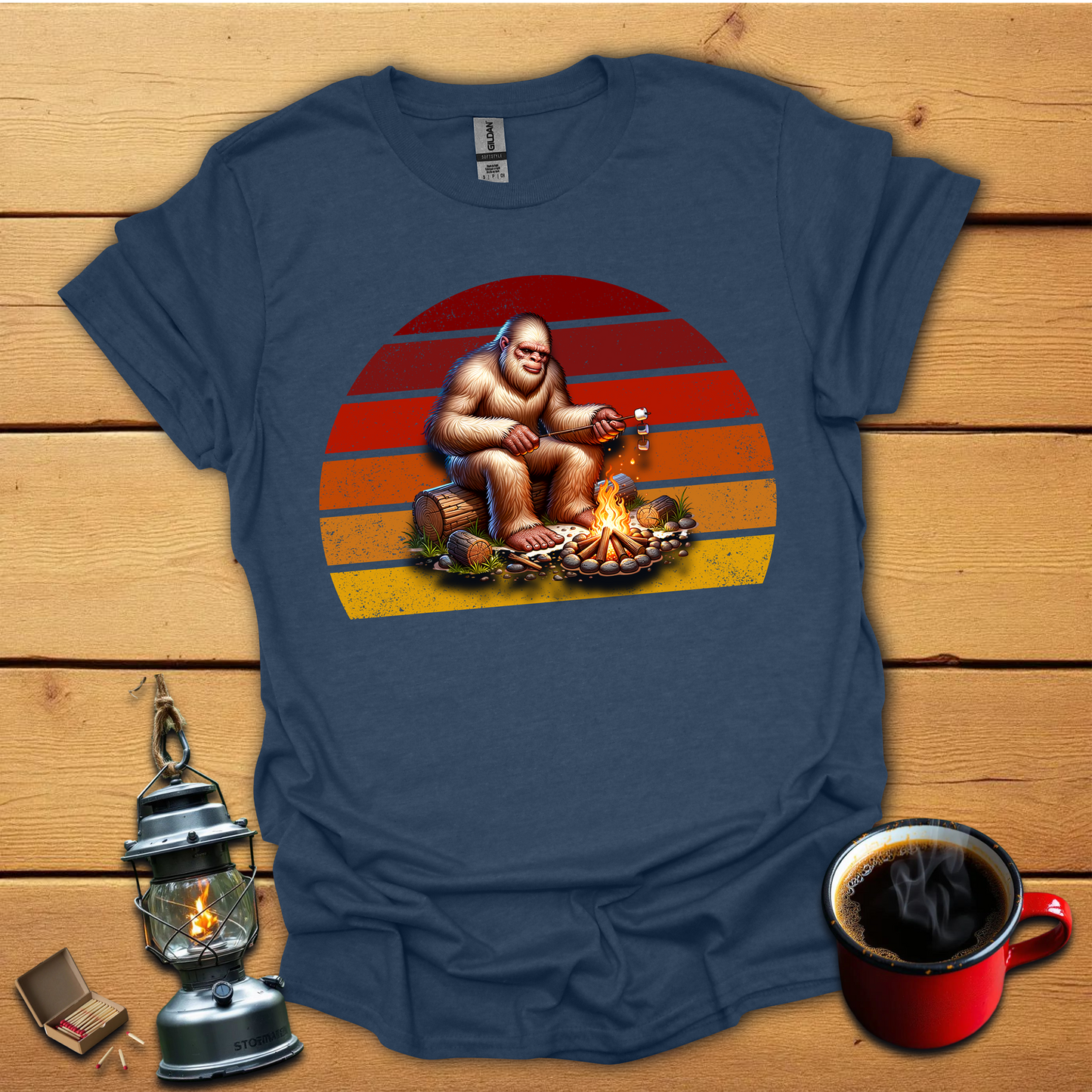Bigfoot roasting marshmallows T-Shirt