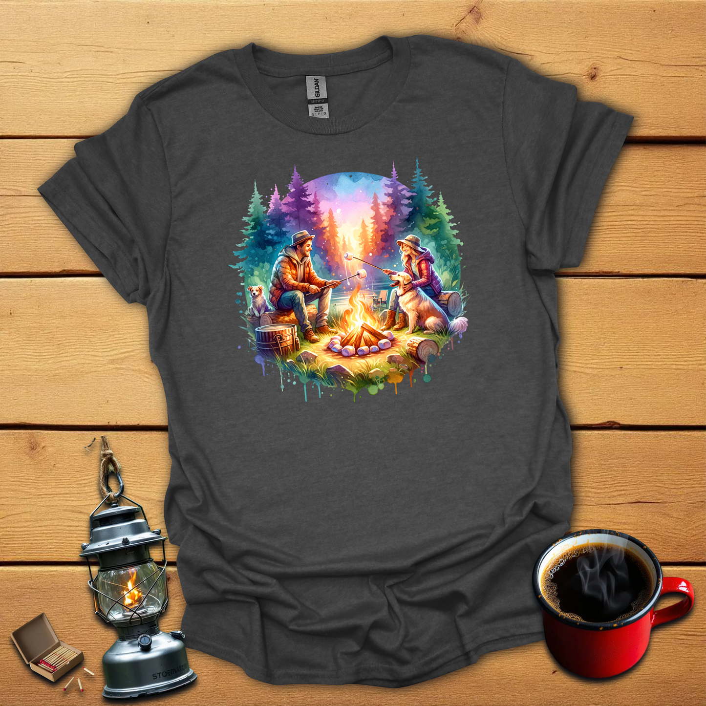 Camp fire with Dogs T-Shirt