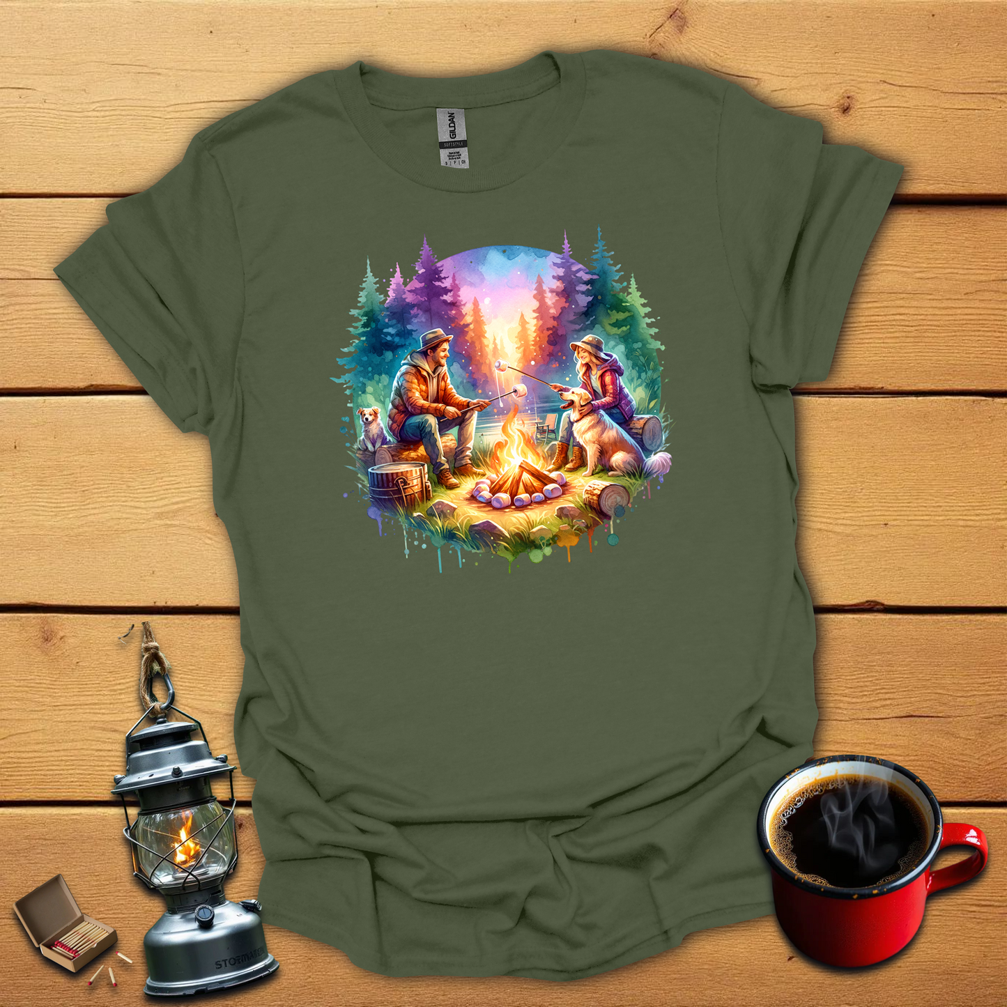 Camp fire with Dogs T-Shirt