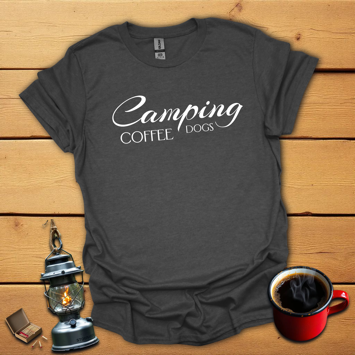 Camping Dogs Coffee T-Shirt