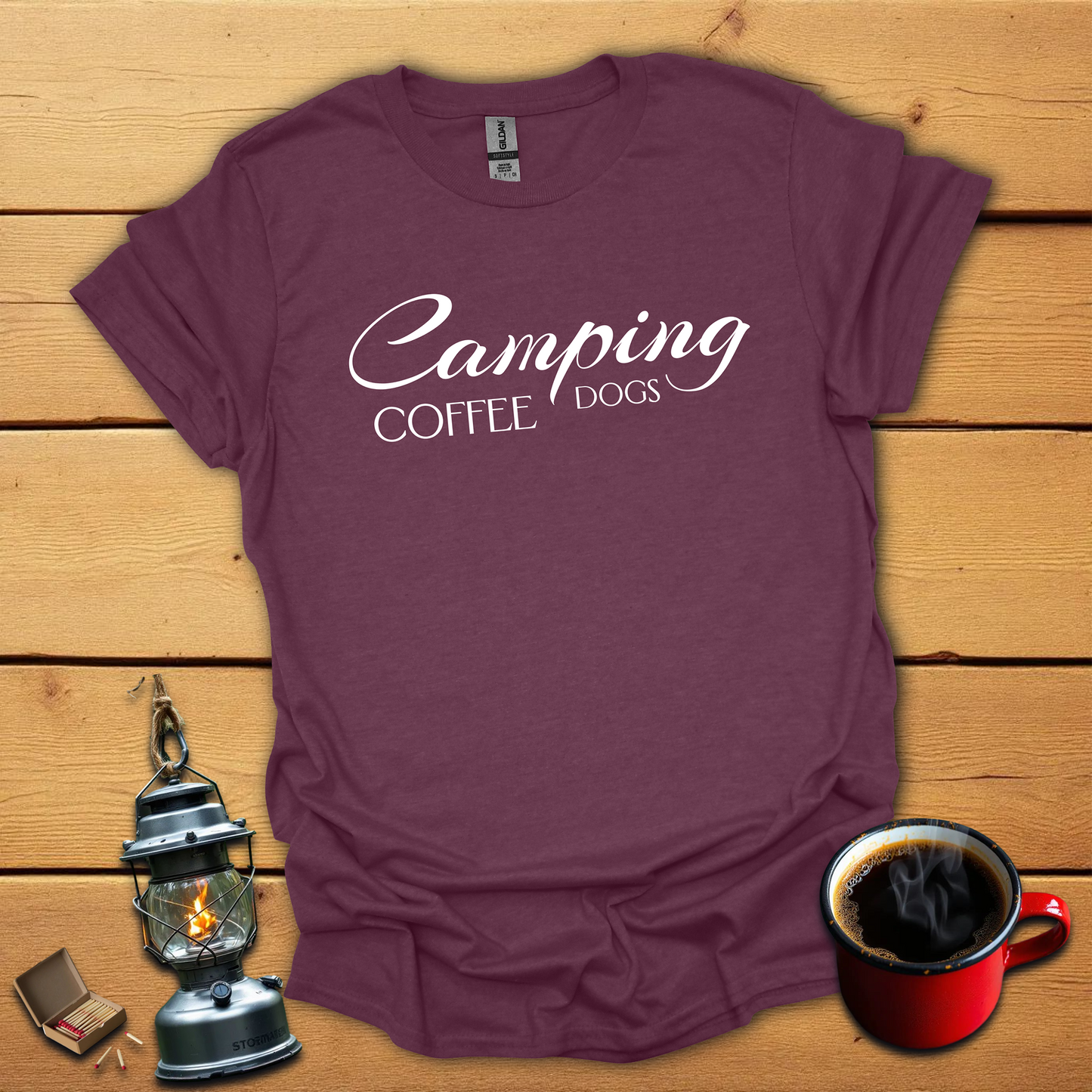 Camping Dogs Coffee T-Shirt