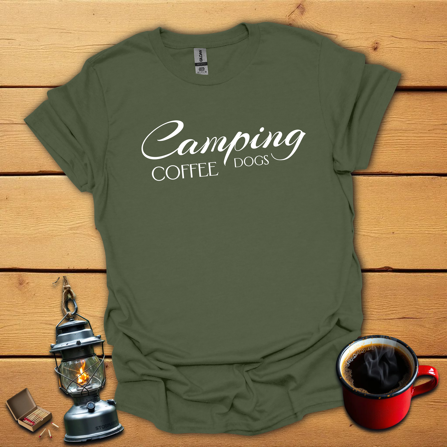 Camping Dogs Coffee T-Shirt