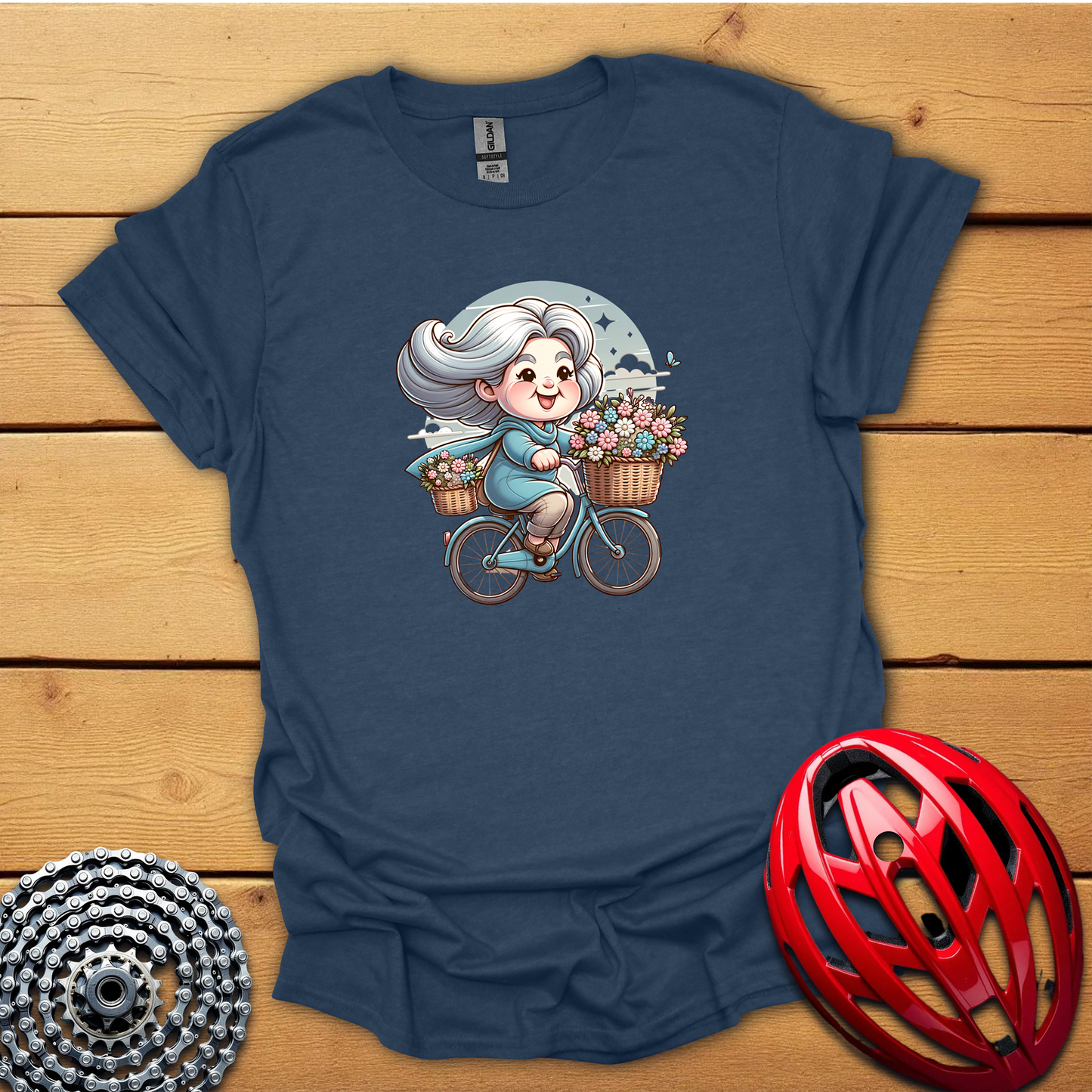Cute old woman on a bicycle T-Shirt