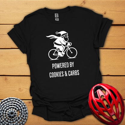 Powered by cookies & carbs Christmas cycling T-Shirt