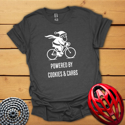 Powered by cookies & carbs Christmas cycling T-Shirt